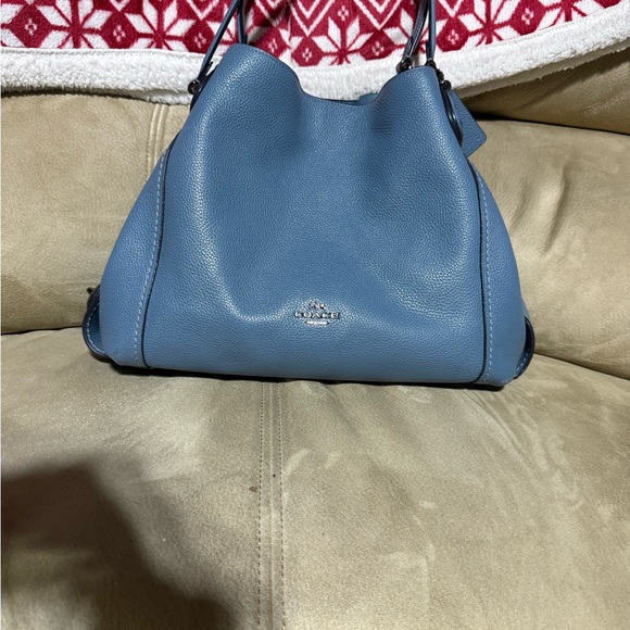 Coach Edie Blue Leather Women's Bag - Picture 2 of 12